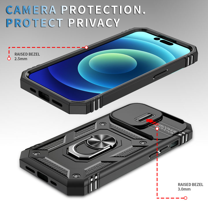 Tech Armor Ring Stand Case with Lens Cover for iPhone 14 Pro [6.1]