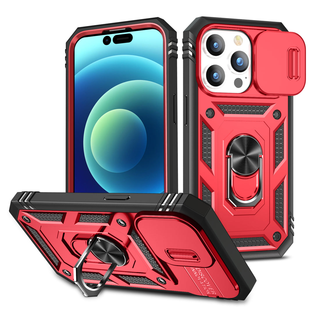 Tech Armor Ring Stand Case with Lens Cover for iPhone 14 Pro [6.1]