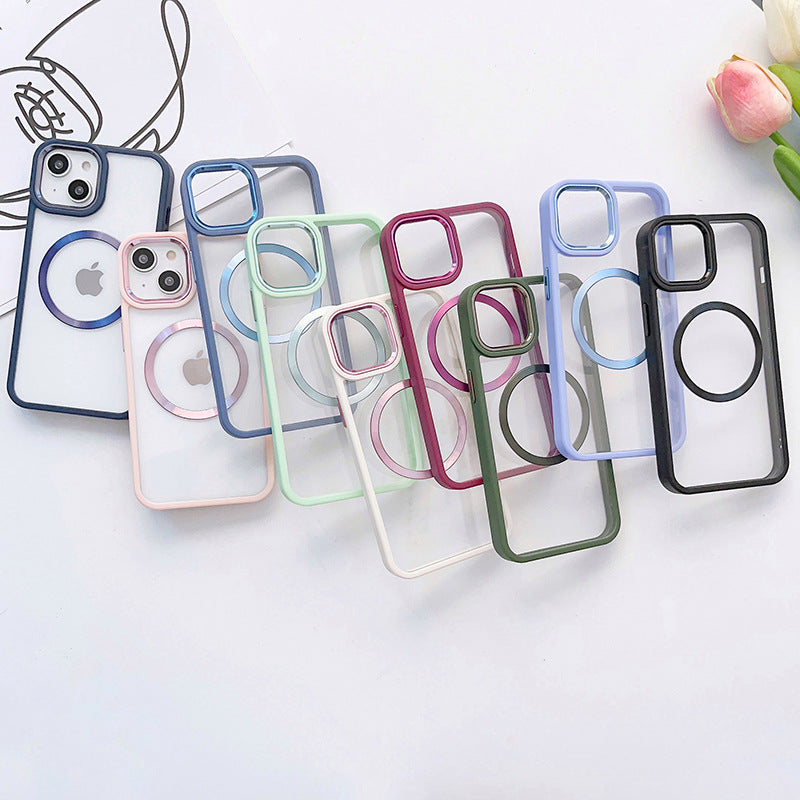 Magnetic MagSafe Corner Protection Cover Case – iPhone 14 6.1 Chrome Button Transparent