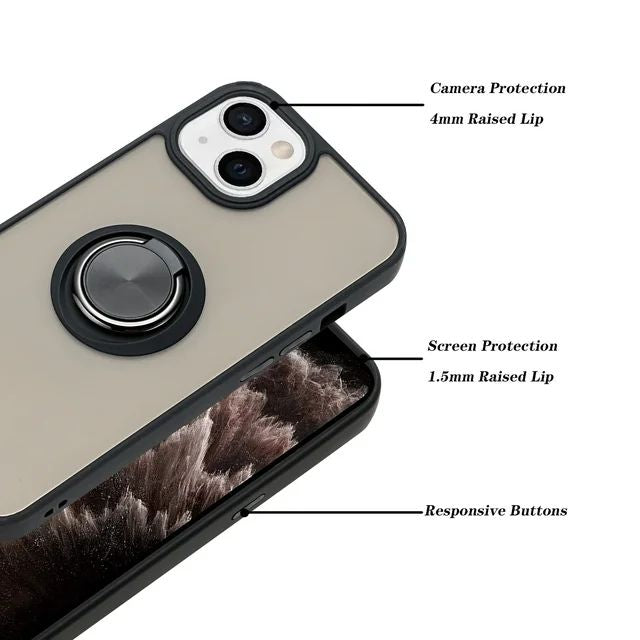 Tuff Slim Armor Hybrid Case with Ring Stand, Shockproof & Scratch-Resistant for Apple iPhone 15