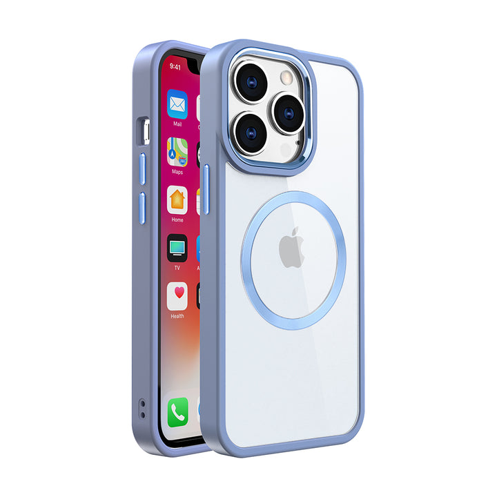 Magsafe Circle Transparent Case for iPhone 15 Pro Max – Chrome Button Corner Protection