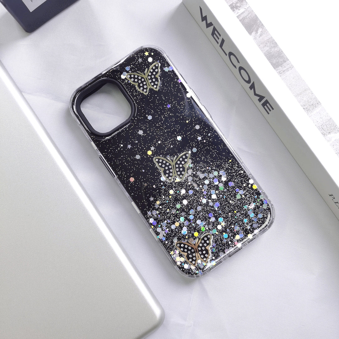 Butterfly Crystal Shiny Glitter Rainbow Jewel Case for Apple iPhone 15 Plus