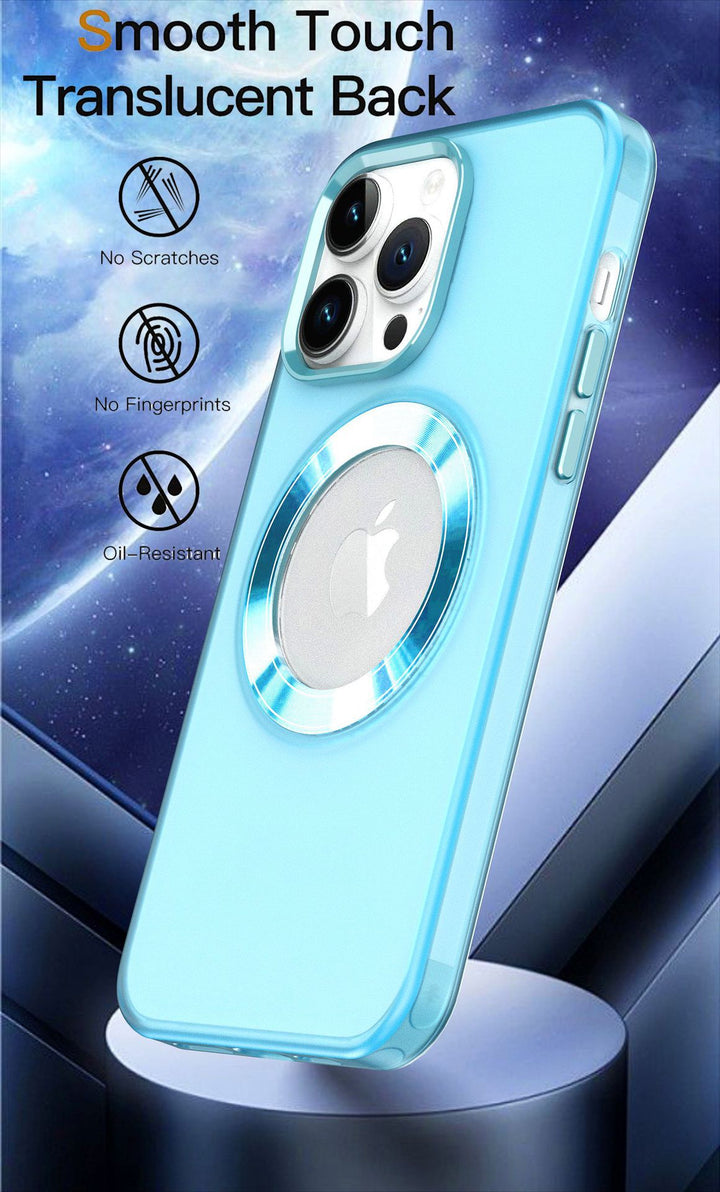 Slim Transparent Matte MagSafe Hybrid Case with Chrome Button for Apple iPhone 15 Plus