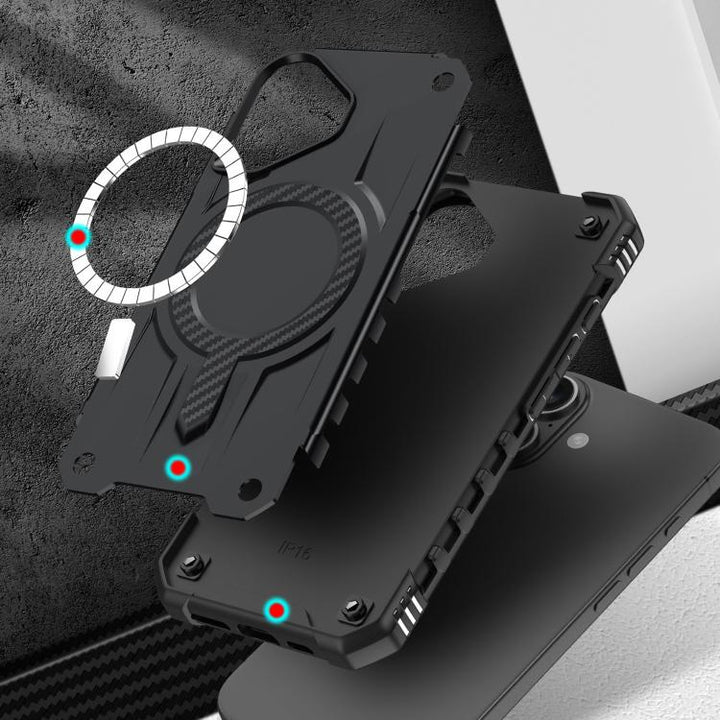 Full Body Super MagSafe Military Grade Heavy Duty Shockproof Protection Case with Magnetic Kickstand for Apple iPhone 16