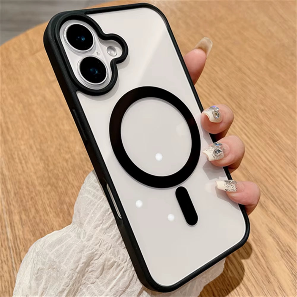 Crystal Clear Magnetic Ring Protective Armor Case MagSafe Transparent Anti-Yellowing Military-Grade for Apple iPhone 16