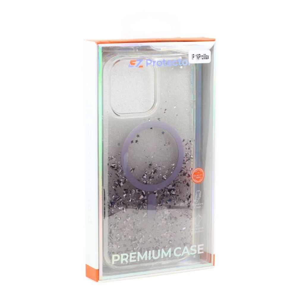 Stylish 2-Tone Transparent MagSafe Ring Case with Sparkle Glitter Dust, Slim Protection for Apple iPhone 16 Pro Max