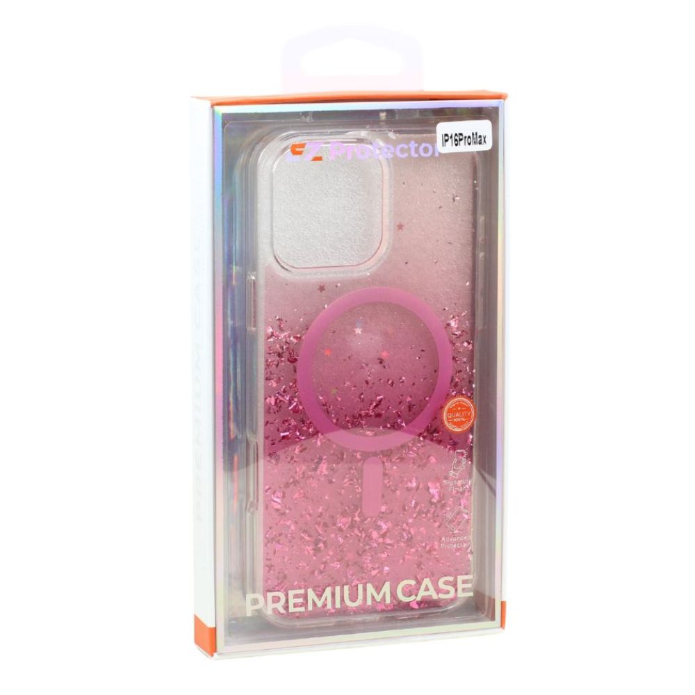 Stylish 2-Tone Transparent MagSafe Ring Case with Sparkle Glitter Dust, Slim Protection for Apple iPhone 16 Pro Max