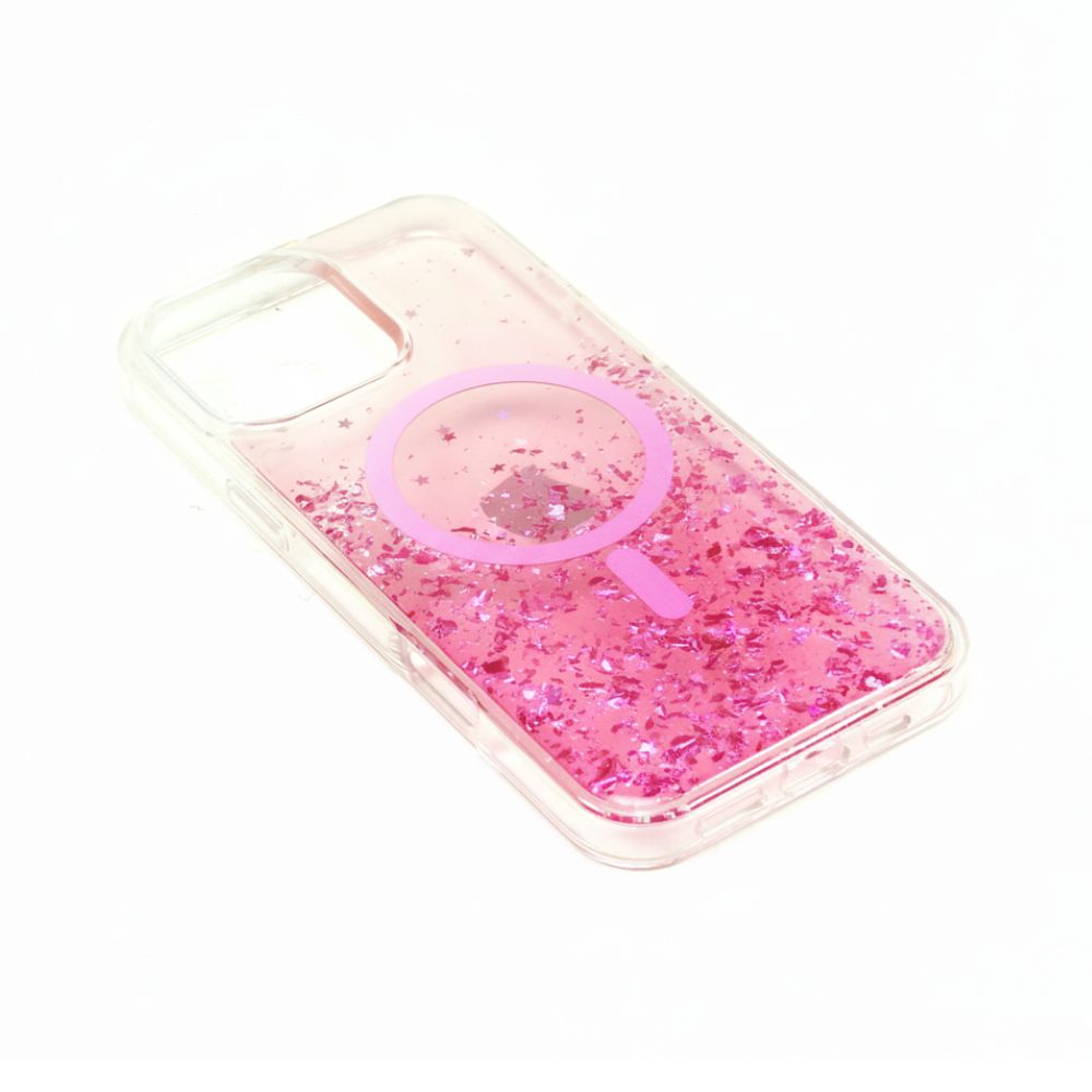 Stylish 2-Tone Transparent MagSafe Ring Case with Sparkle Glitter Dust, Slim Protection for Apple iPhone 16 Pro Max