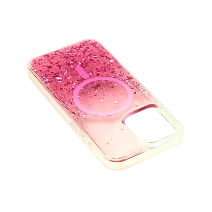 Stylish 2-Tone Transparent MagSafe Ring Case with Sparkle Glitter Dust, Slim Protection for Apple iPhone 16 Pro Max
