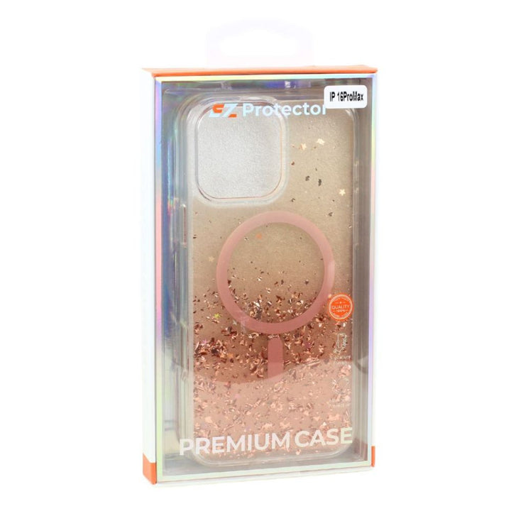 Stylish 2-Tone Transparent MagSafe Ring Case with Sparkle Glitter Dust, Slim Protection for Apple iPhone 16 Pro Max