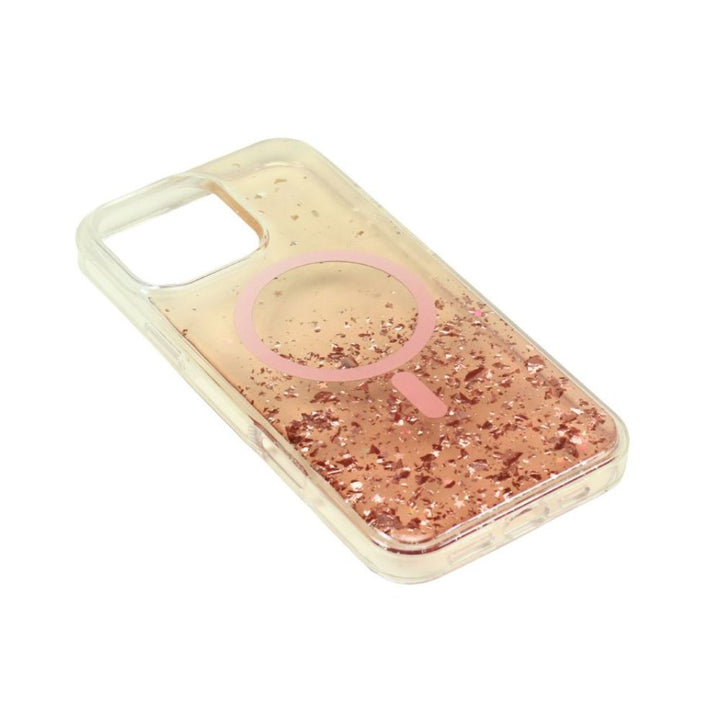 Stylish 2-Tone Transparent MagSafe Ring Case with Sparkle Glitter Dust, Slim Protection for Apple iPhone 16 Pro Max
