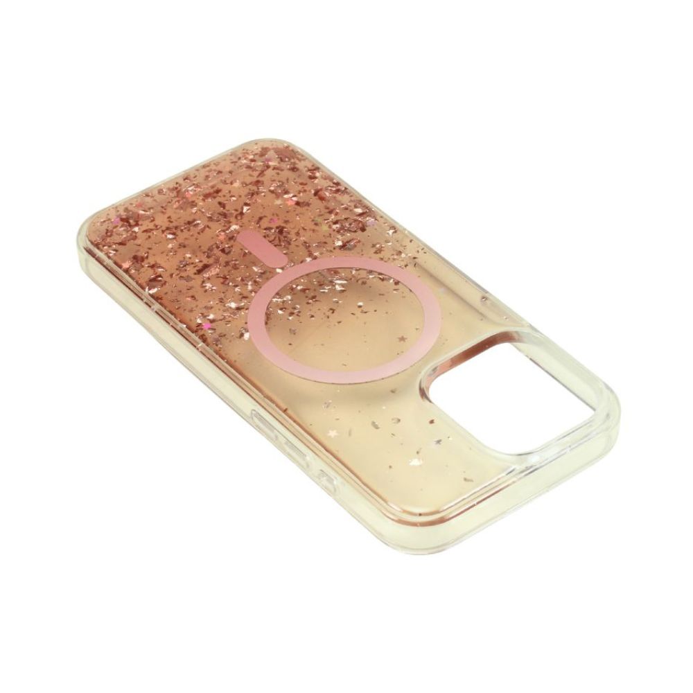 Stylish 2-Tone Transparent MagSafe Ring Case with Sparkle Glitter Dust, Slim Protection for Apple iPhone 16 Pro Max