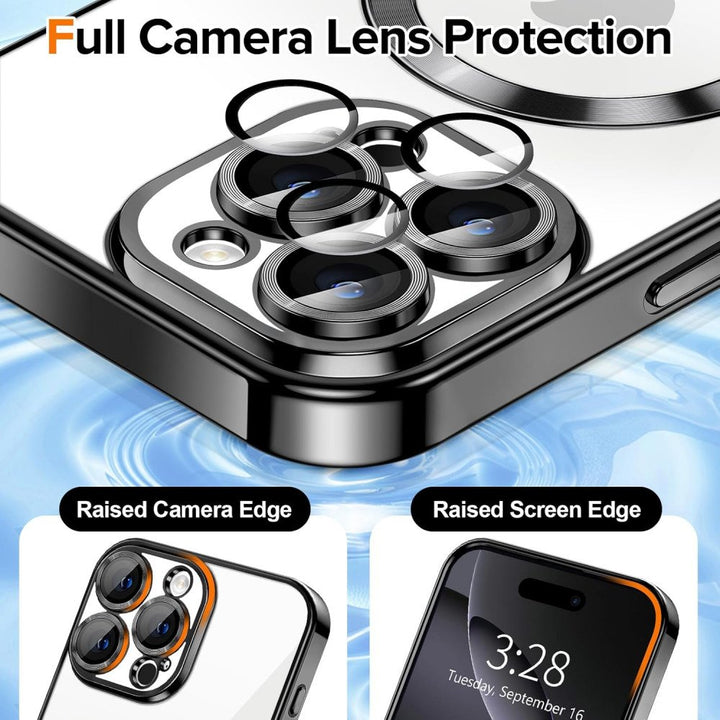 Premium Chrome Design Transparent Magnetic Ring Case with Camera Protection for Apple iPhone 16 Pro