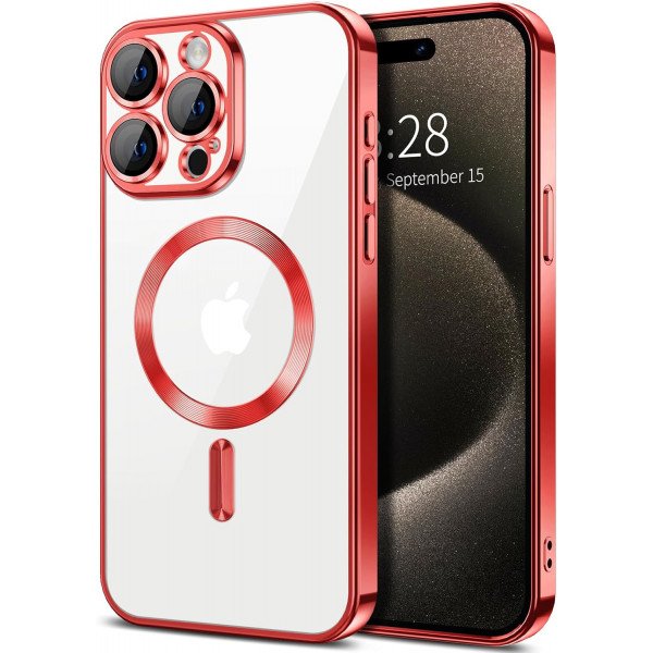 Premium Chrome Design Transparent Magnetic Ring Case with Camera Protection for Apple iPhone 16 Pro