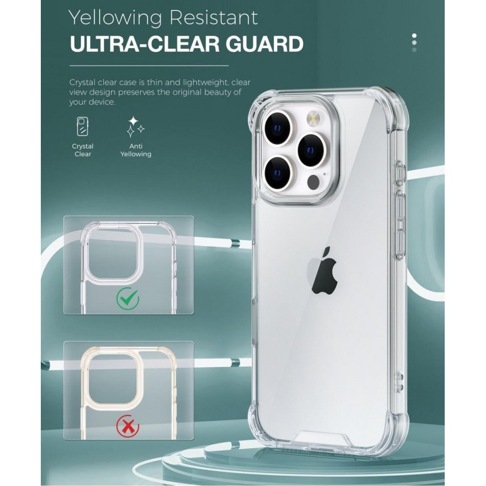 Clear Armor Hybrid Transparent Case: Shockproof Protection with Anti-Scratch Technology for iPhone 16 Pro Max