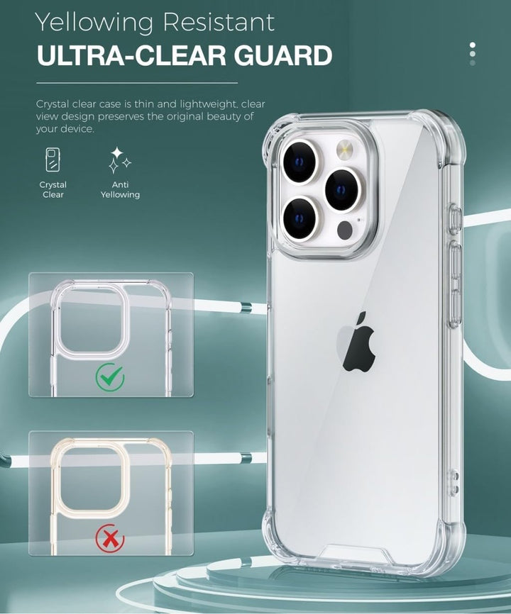 Clear Armor Hybrid Transparent Case – Shockproof, Anti-Scratch TPU Bumper for iPhone 16 Ultimate Protection