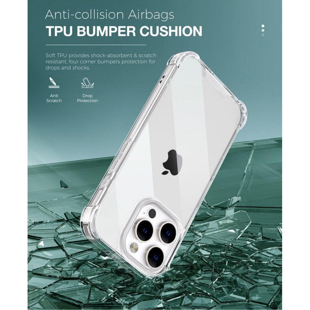 Clear Armor Hybrid Transparent Case: Shockproof Protection with Anti-Scratch Technology for iPhone 16 Pro
