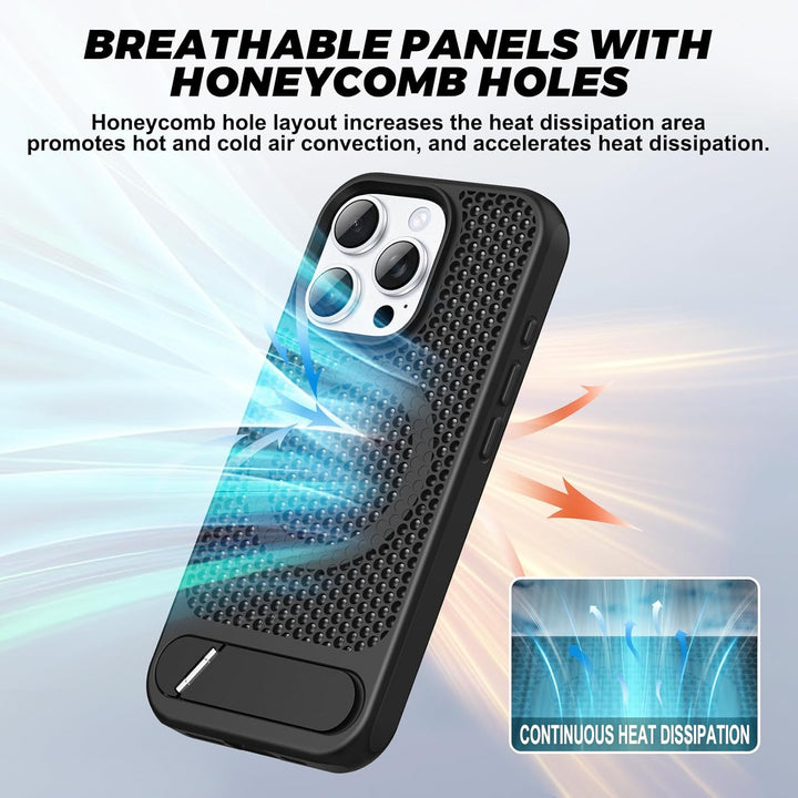 Heat Dissipation Cooling Magnetic Magsafe Ring Case with Built-in Kickstand for Apple iPhone 16 Pro Max – Secure Protection & Charging