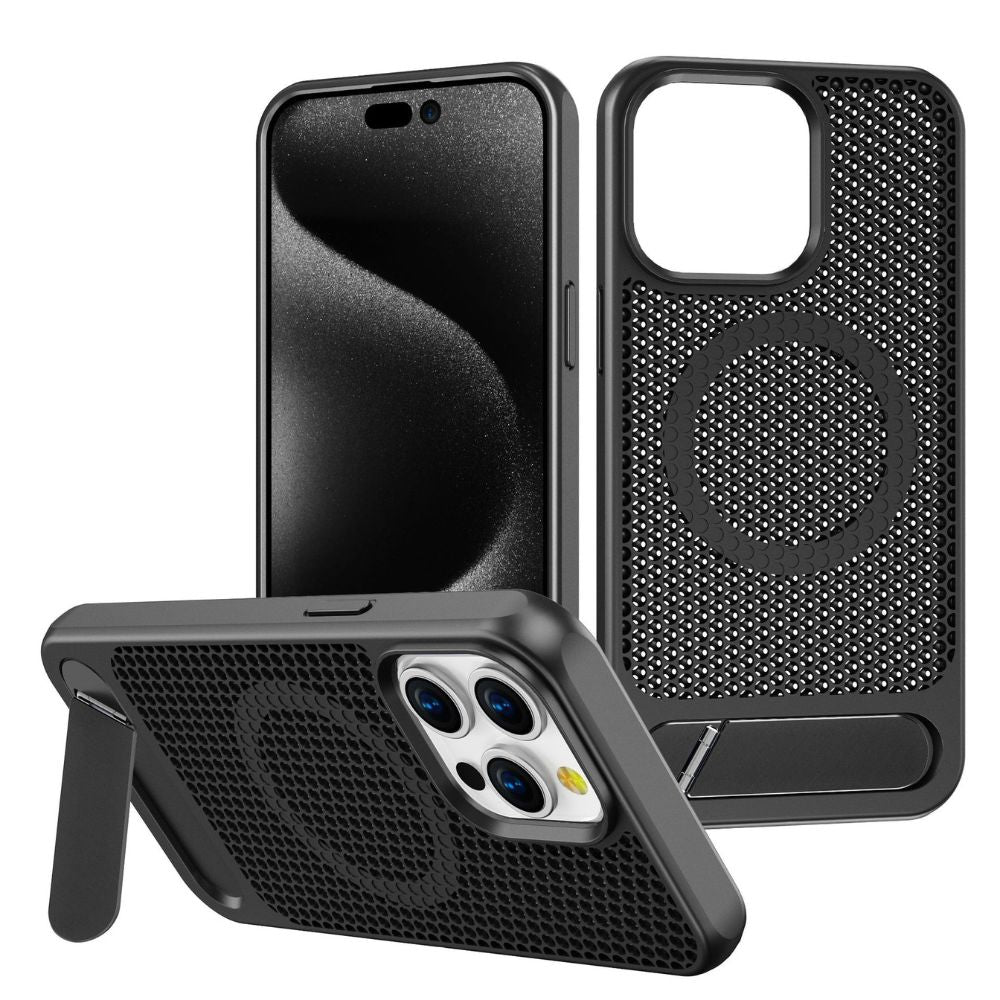 Heat Dissipation Cooling Magnetic Magsafe Ring Case with Built-in Kickstand for Apple iPhone 16 Pro Max – Secure Protection & Charging
