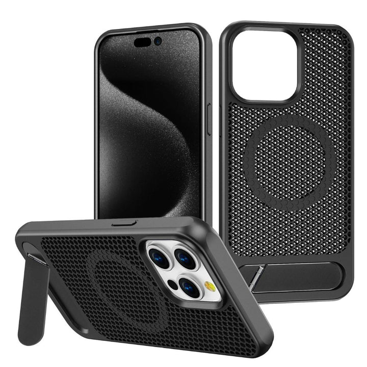 Heat Dissipation Cooling Magnetic Magsafe Ring Case with Built-in Kickstand for Apple iPhone 16 Pro Max – Secure Protection & Charging