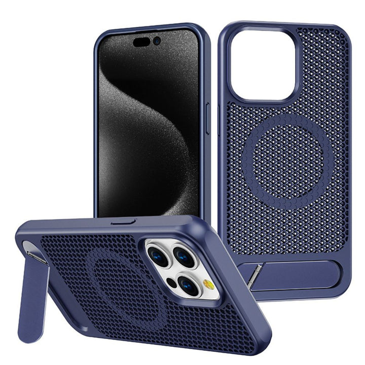 Heat Dissipation Cooling Magnetic Magsafe Ring Case with Built-in Kickstand for Apple iPhone 16 Pro Max – Secure Protection & Charging
