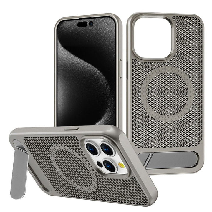 Heat Dissipation Cooling Magnetic Magsafe Ring Case with Built-in Kickstand for Apple iPhone 16 Pro Max – Secure Protection & Charging