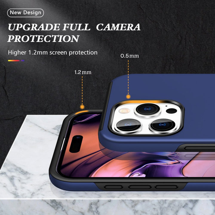 Flat Ring Dual Layer Armor Hybrid Stand Case with Metal Plate for iPhone 16 Pro