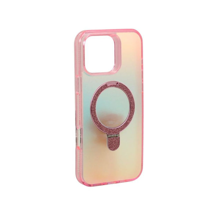 Magnetic MagSafe Glitter Kickstand Ring Case, Shiny Gradient Design, Shock Resistant, Slim Protective Cover for Apple iPhone 16 Pro Max