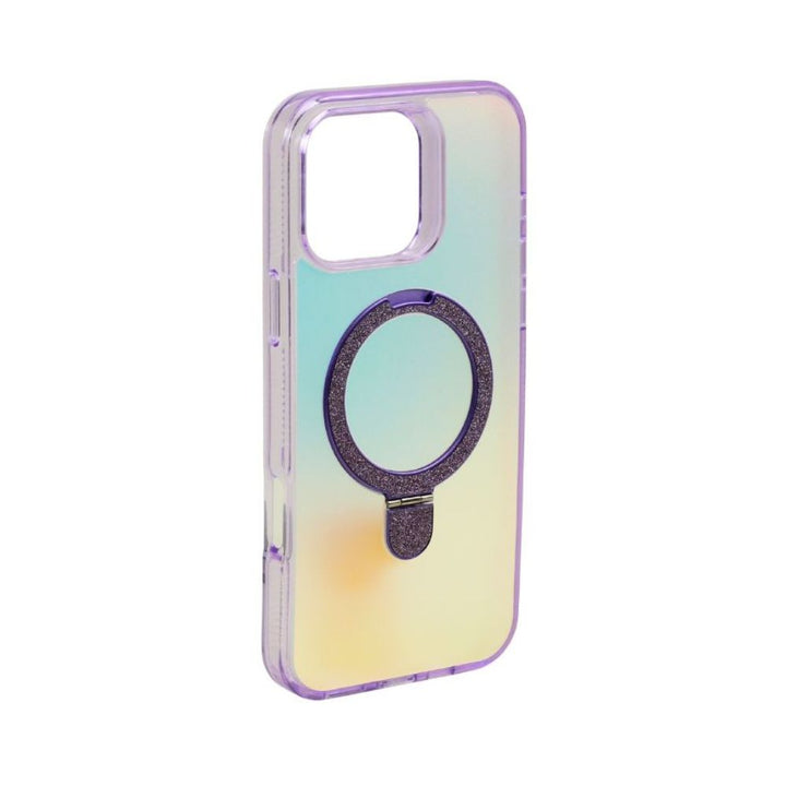 Magnetic MagSafe Glitter Kickstand Ring Case, Shiny Gradient Design, Shock Resistant, Slim Protective Cover for Apple iPhone 16 Pro Max