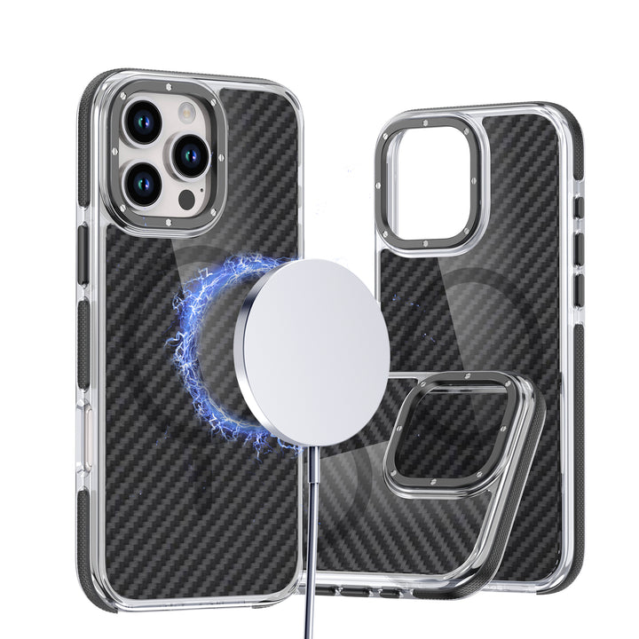 Carbon Fiber Style Neon Bumper Magnetic Protective Cover Case, MagSafe Compatible, Slim & Shock-Resistant for Apple iPhone 16