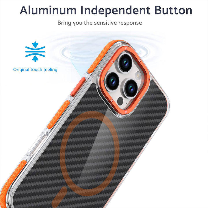 Carbon Fiber Style Neon Bumper Magnetic Protective Cover Case, MagSafe Compatible, Slim & Shock-Resistant for Apple iPhone 16