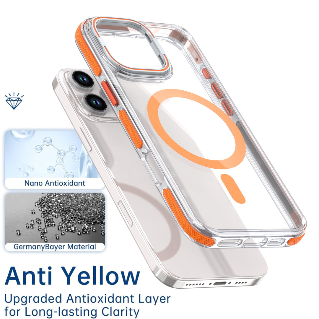 Crystal Clear Magnetic MagSafe Kickstand Case with Camera Lens Protection for Apple iPhone 16 Pro Max
