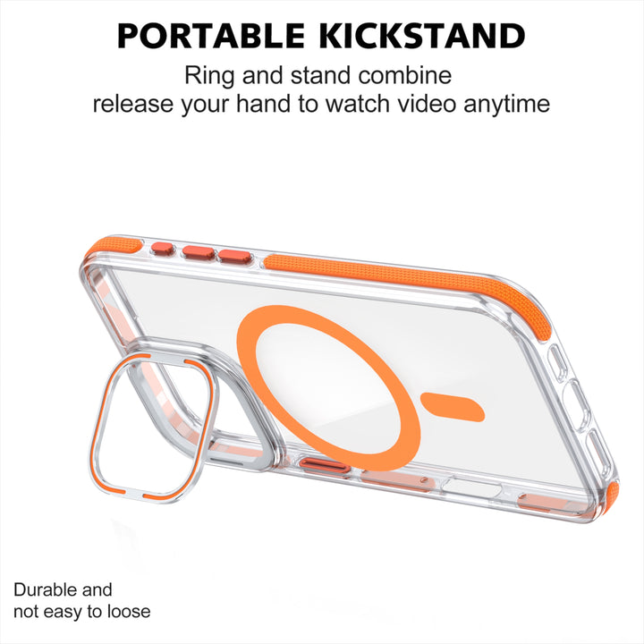 Crystal Clear Magnetic MagSafe Kickstand Case with Camera Lens Protection for Apple iPhone 16 Pro Max