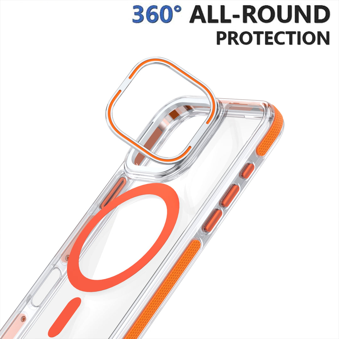 Crystal Clear Magnetic MagSafe Kickstand Case with Camera Lens Protection for Apple iPhone 16 Pro Max