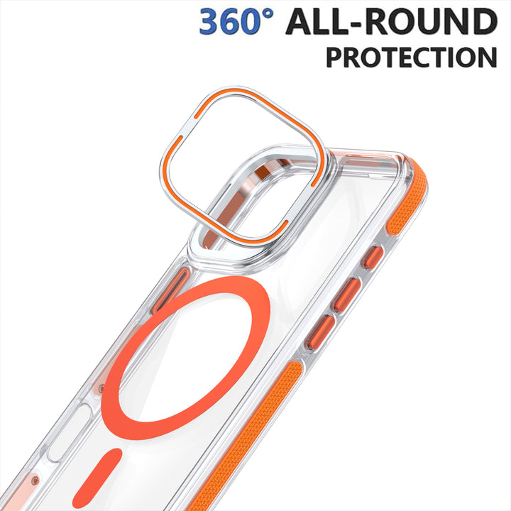 Crystal Clear Magnetic MagSafe Kickstand Case with Camera Lens Protection for Apple iPhone 16 Pro Max
