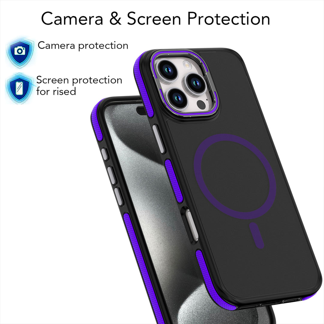 Matte Finish Magnetic Magsafe Compatible Kickstand Case with Camera Lens Protection Cover for Apple iPhone 16 Pro