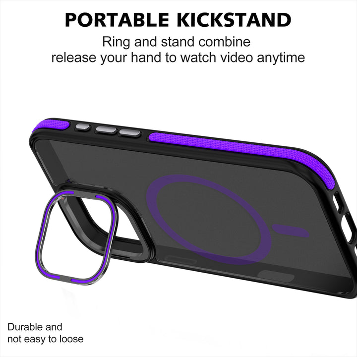 Matte Finish Magnetic Magsafe Compatible Kickstand Case with Camera Lens Protection Cover for Apple iPhone 16 Pro