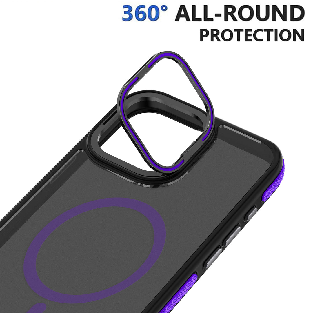 Matte Finish Magnetic Magsafe Compatible Kickstand Case with Camera Lens Protection Cover for Apple iPhone 16 Pro