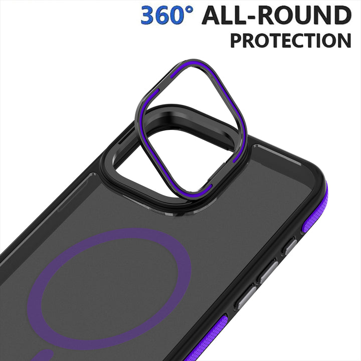 Matte Finish Magnetic Magsafe Compatible Kickstand Case with Camera Lens Protection Cover for Apple iPhone 16 Pro