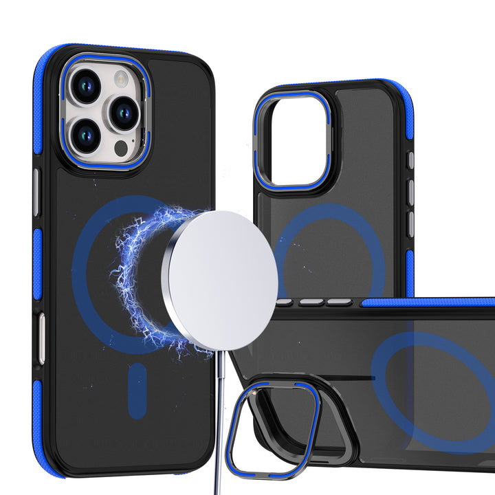 Matte Finish Magnetic Magsafe Compatible Kickstand Case with Camera Lens Protection for Apple iPhone 16 Pro Max