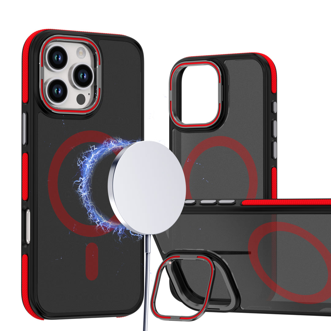 Matte Finish Magnetic Magsafe Compatible Kickstand Case with Camera Lens Protection for Apple iPhone 16 Pro Max