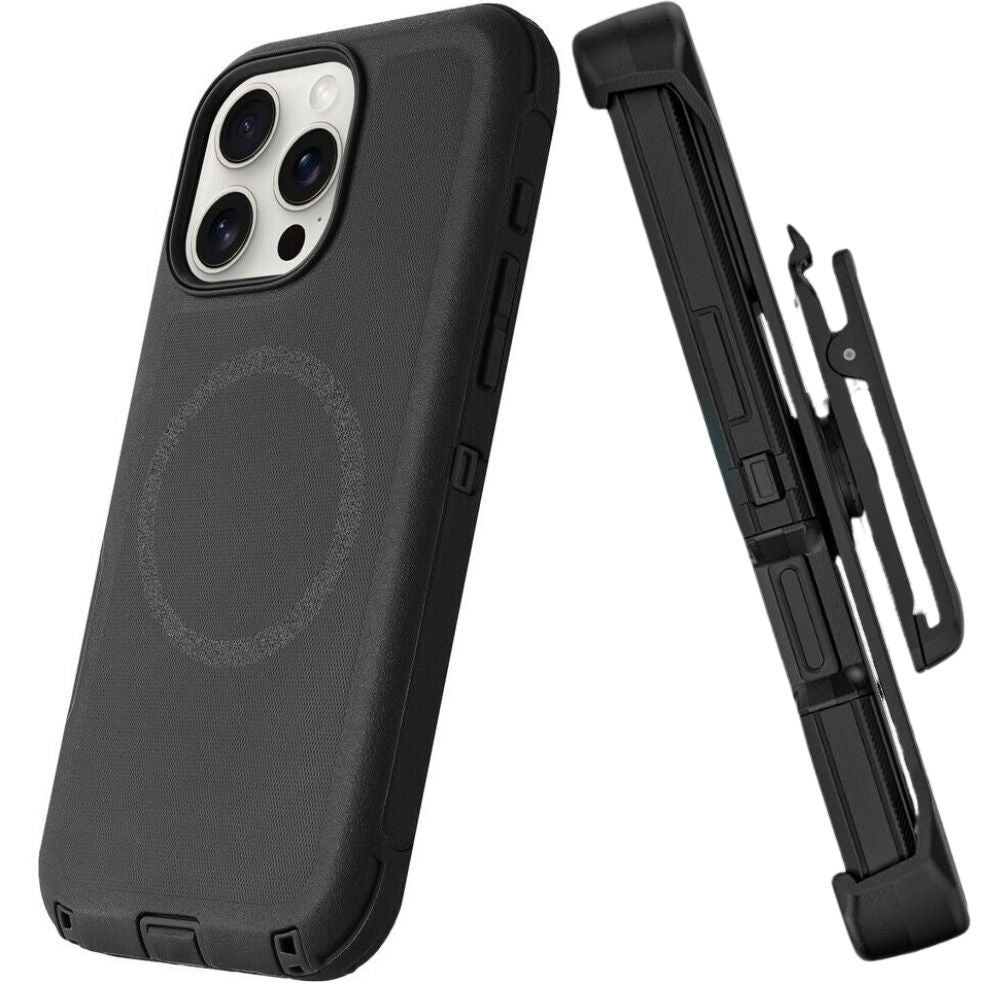 Heavy Duty Armor Protection Cover Case with Magnetic Wireless Charging, Belt Clip, Kickstand & Rugged Shockproof for Apple iPhone 16