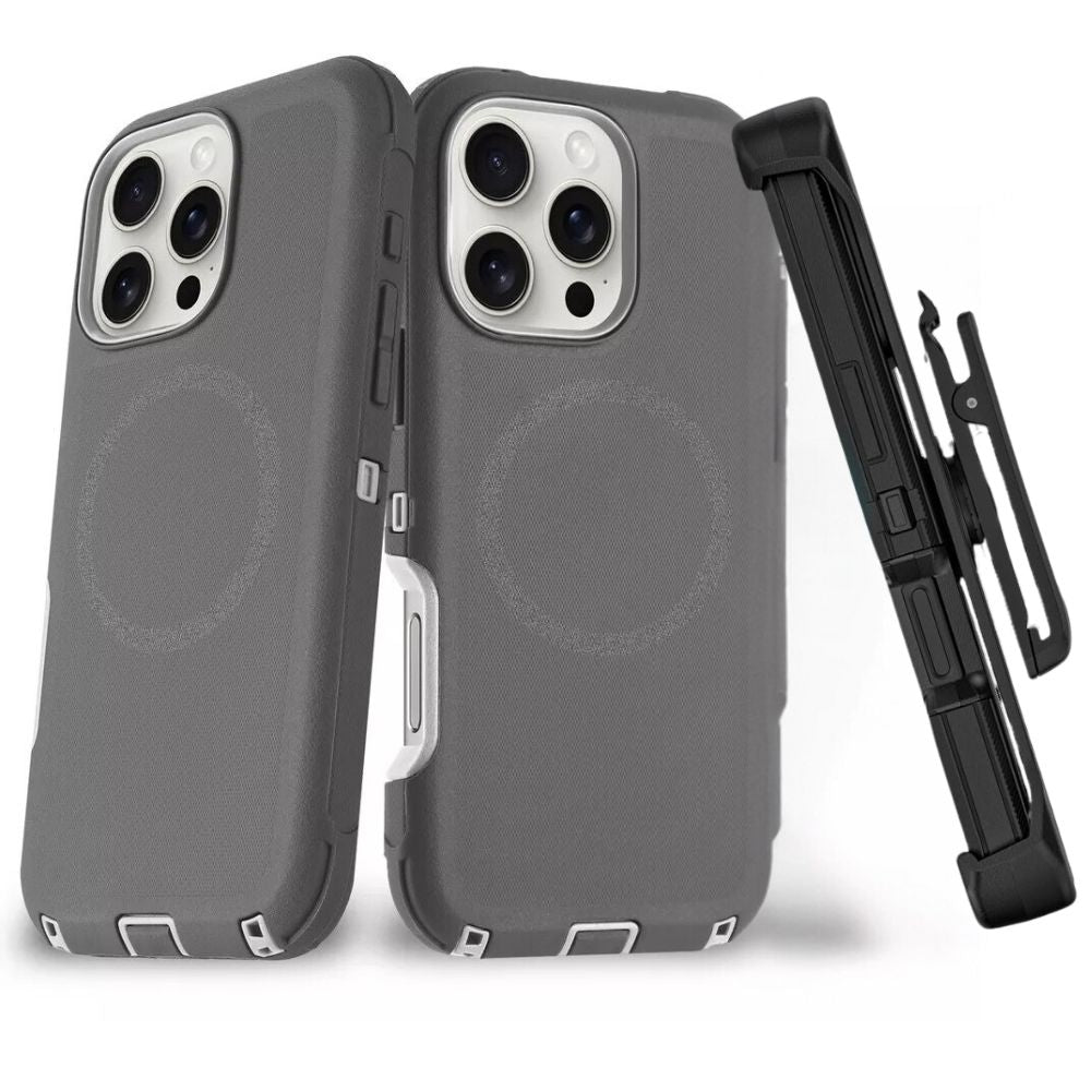 Heavy Duty Armor Protection Cover Case with Magnetic Wireless Charging, Belt Clip, Kickstand & Rugged Shockproof for Apple iPhone 16