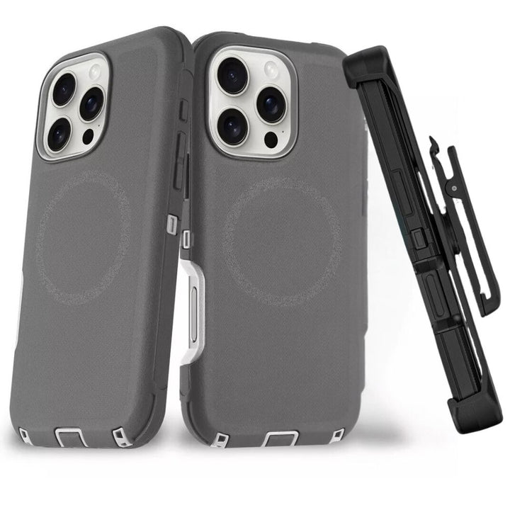 Heavy Duty Armor Protection Cover Case with Magnetic Wireless Charging, Belt Clip, Kickstand & Rugged Shockproof for Apple iPhone 16
