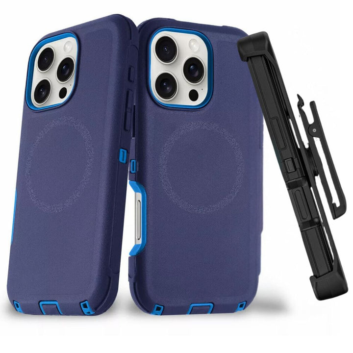 Heavy Duty Armor Protection Cover Case with Magnetic Wireless Charging, Belt Clip, Kickstand & Rugged Shockproof for Apple iPhone 16