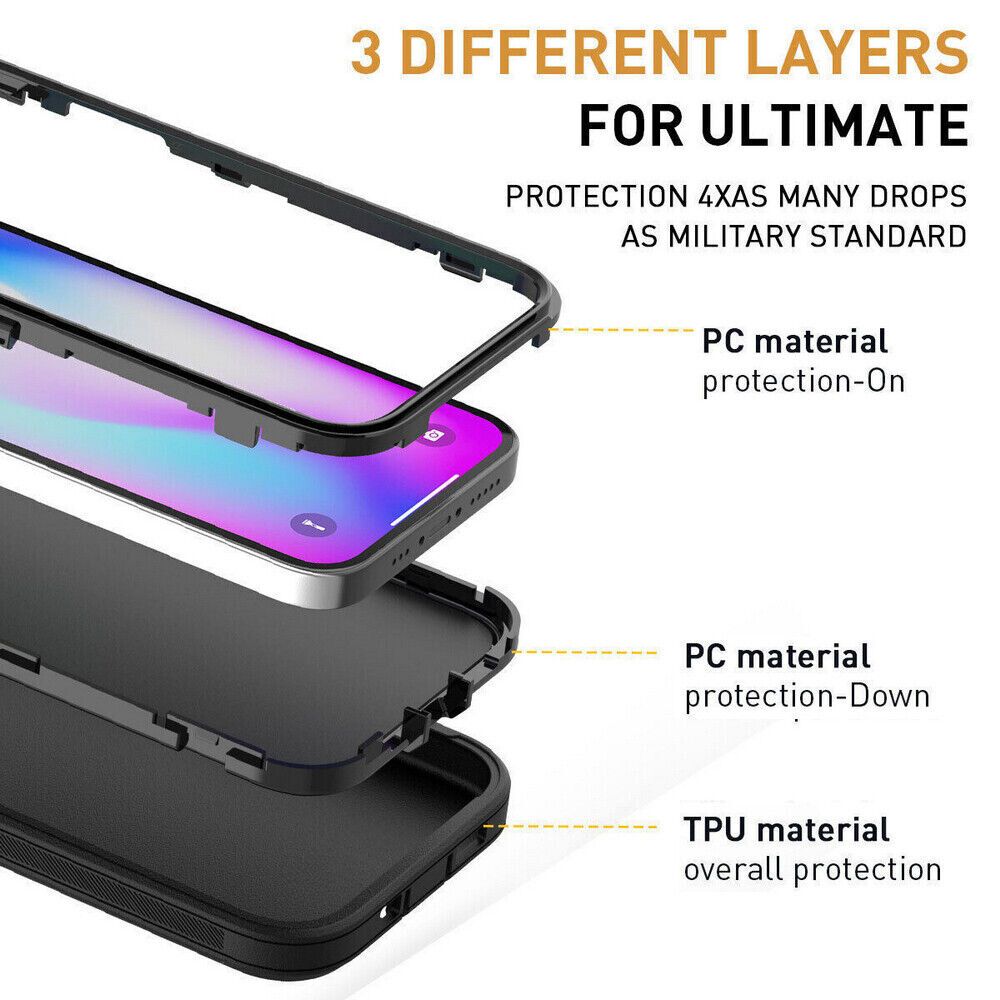 Heavy Duty Armor Protection Cover Case with Magnetic Wireless Charging, Belt Clip, Kickstand & Rugged Shockproof for Apple iPhone 16