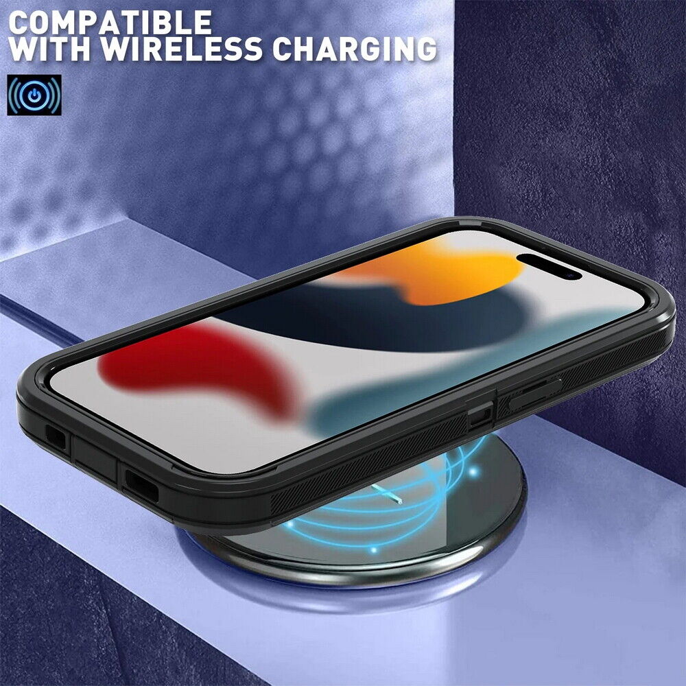 Heavy Duty Armor Protection Cover Case with Magnetic Wireless Charging, Belt Clip, Kickstand & Rugged Shockproof for Apple iPhone 16