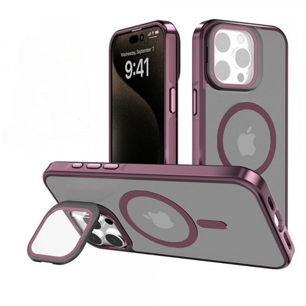 Premium Matte Magnetic Case with Camera Protection & Kickstand for iPhone 16 Pro Max