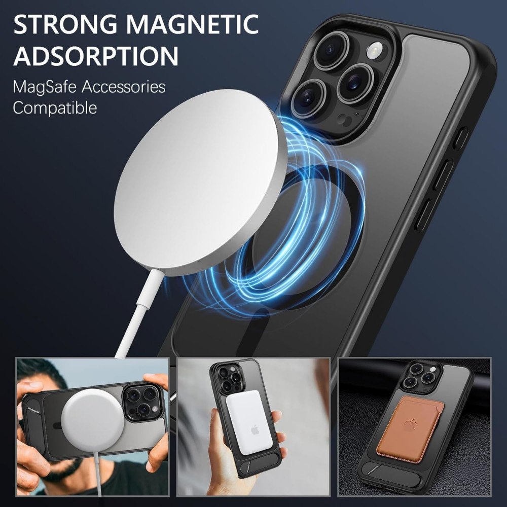 Slim Shockproof Magnetic Case with Invisible Kickstand for iPhone 16 Pro Max