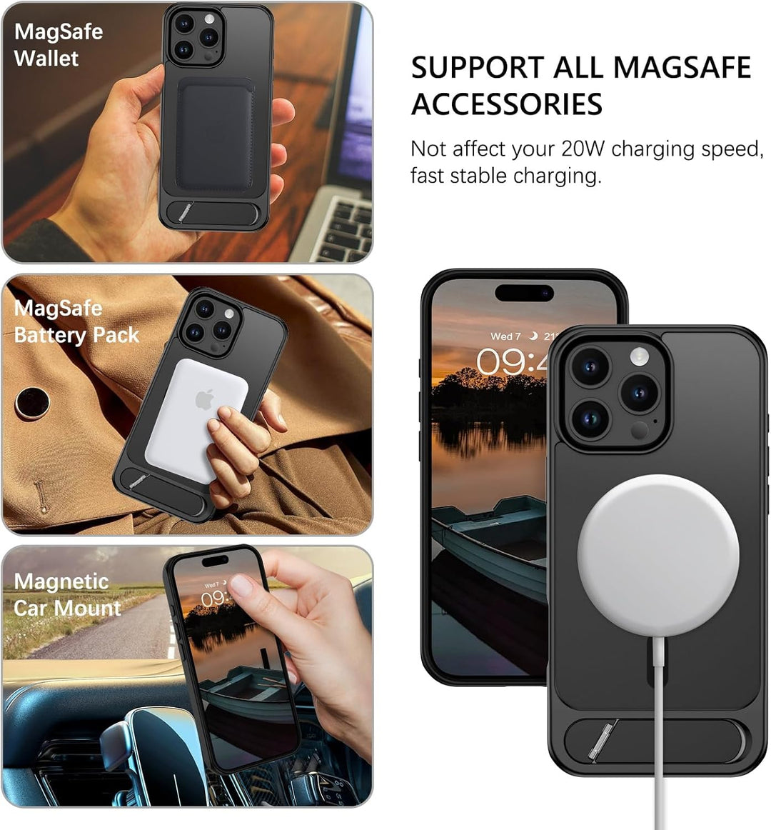 Slim Shockproof Matte Magnetic Magsafe Case with Invisible Kickstand | Premium Protection for Apple iPhone 16